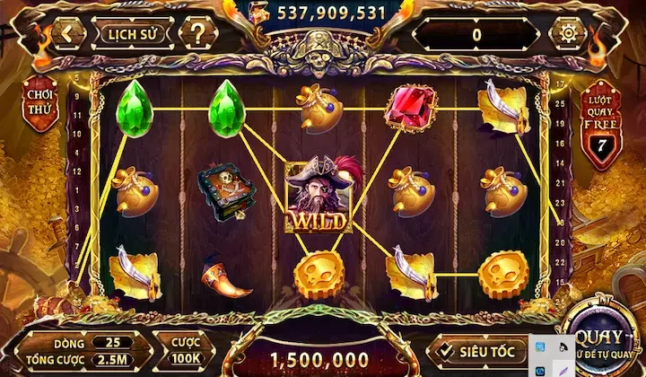 Hướng dẫn cách chơi slot Pirate king Zowin